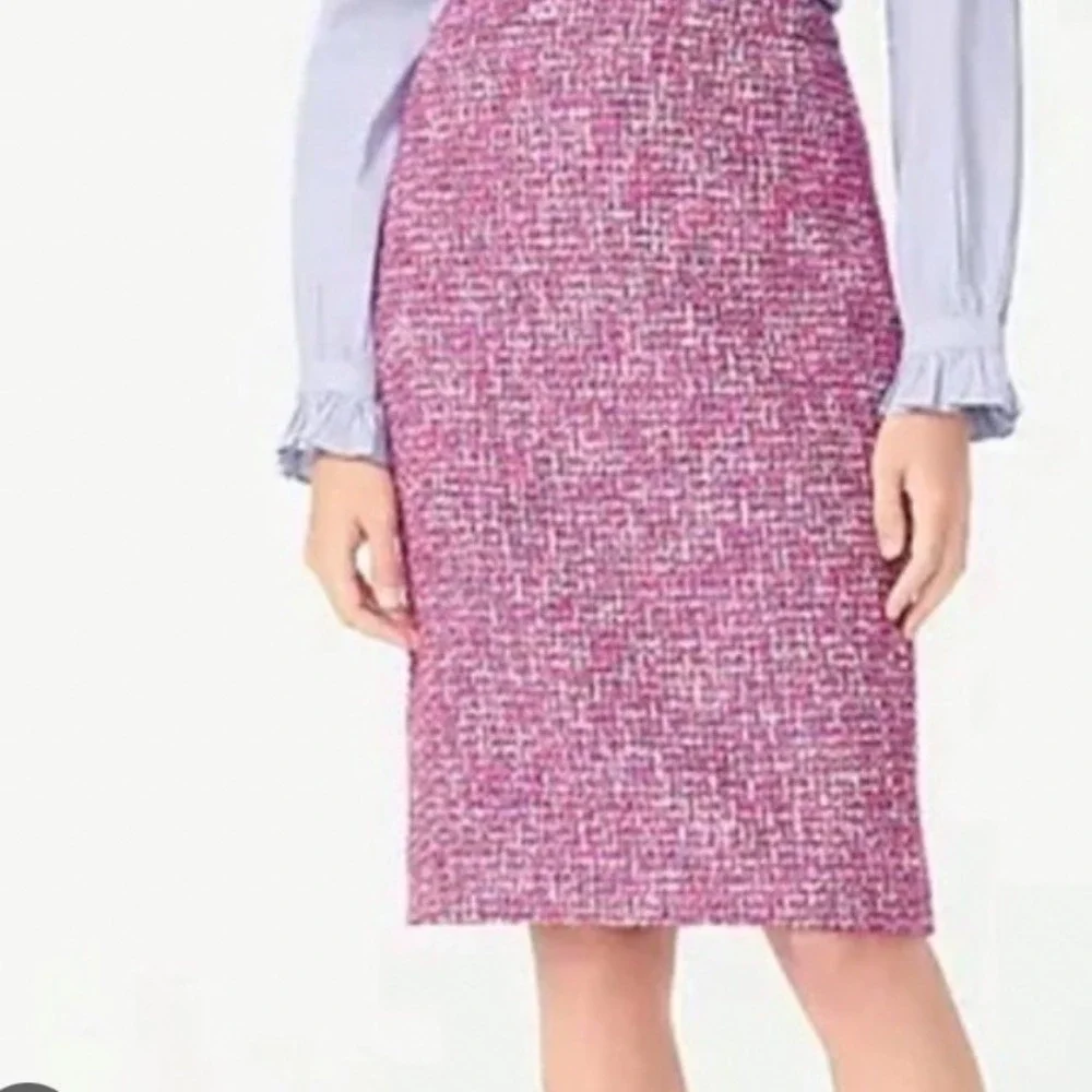 J.Crew Autumn Tweed Pencil Skirt Womens 12 Pink Purple‎ Made in Italy Classy